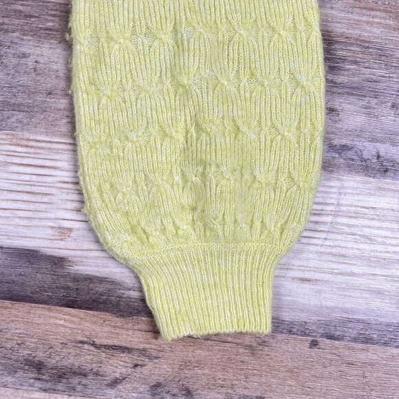 WB WithBlack Yellow WBLMAGARET LS Cable Pullover Sweater Balloon Sleeve Large - Picture 6 of 6